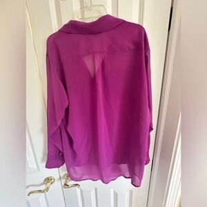 Cabi sheer magenta Button Down shirt. , size XL